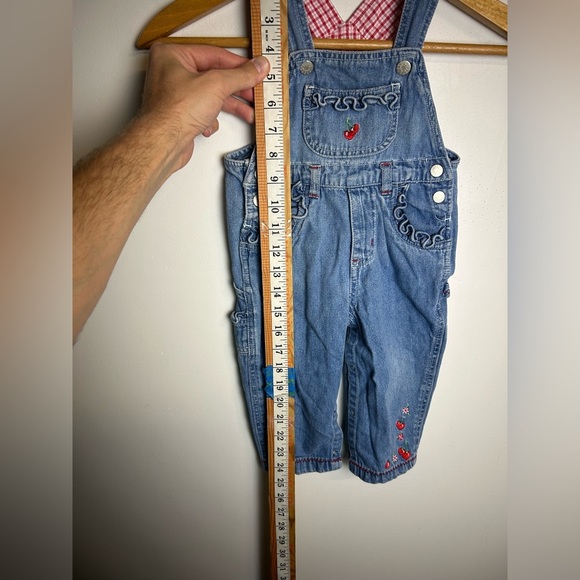 Vtg 90s Faded Glory Denim Overalls Size 18 Months Little Girl Sherry Embroidery - Picture 6 of 14